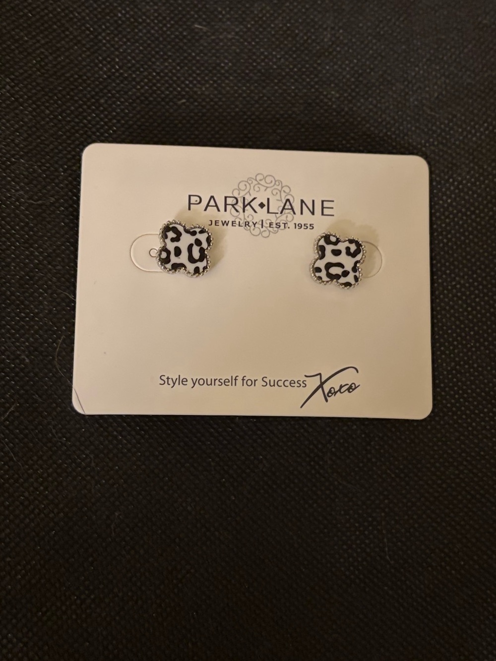 Park Lane Black and Silver Leopard-Print Icon Earrings